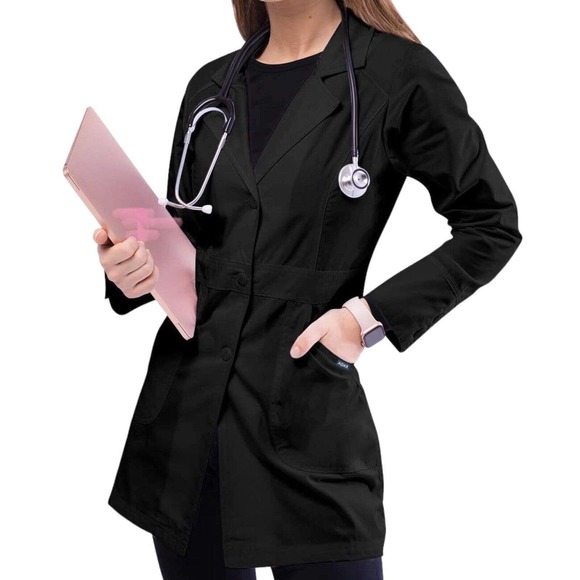 Adar Jackets & Blazers - Adar Womens Size Large 32" Perfection Lab Coat Black 811 Scrubs